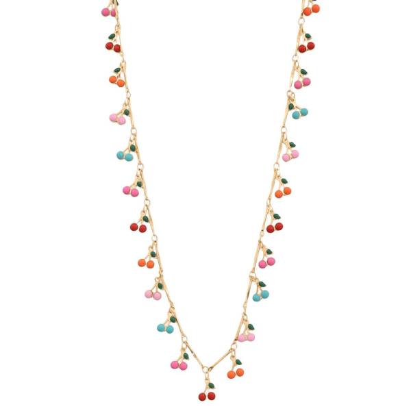 SODAJO DAINTY COLORFUL CHERRY STATION NECKLACE