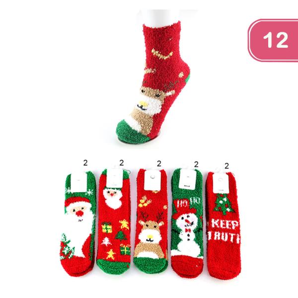 WARM FUZZY CHRISTMAS SOCKS (12 UNITS)