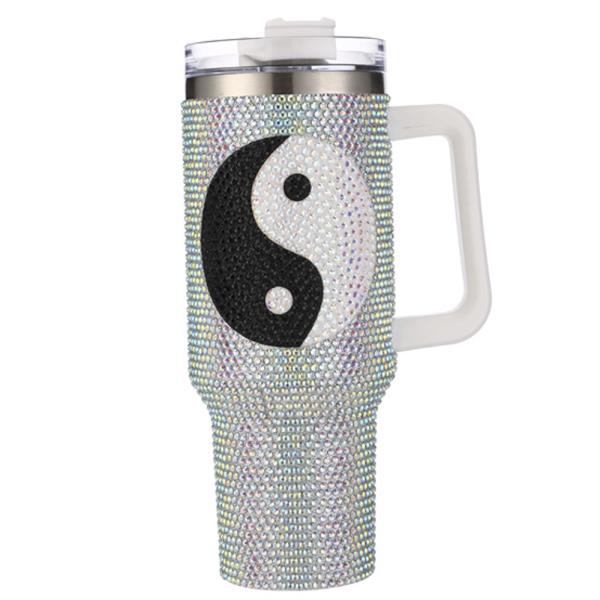 YIN AND YANG 40 OZ TUMBLER WITH HANDLE STRAW