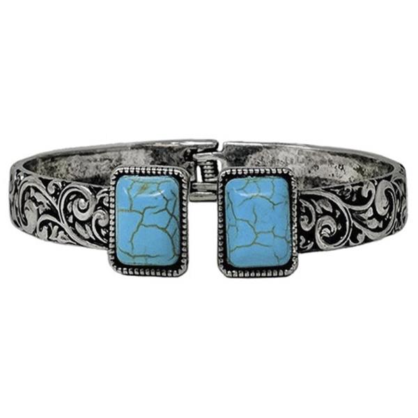 WESTERN STYLE TQ STONE HINGED BRACELET