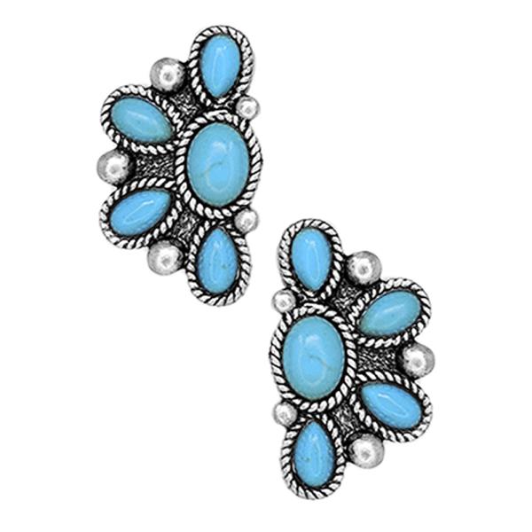 WESTERN TQ STONE POST EARRING