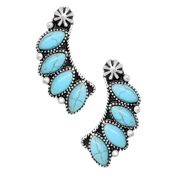 WESTERN TQ STONE POST EARRING