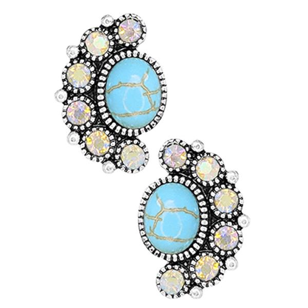 WESTERN TQ RHINESTONE POST EARRING