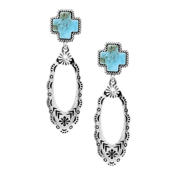 WESTERN CROSS TQ STONE DANGLE EARRING