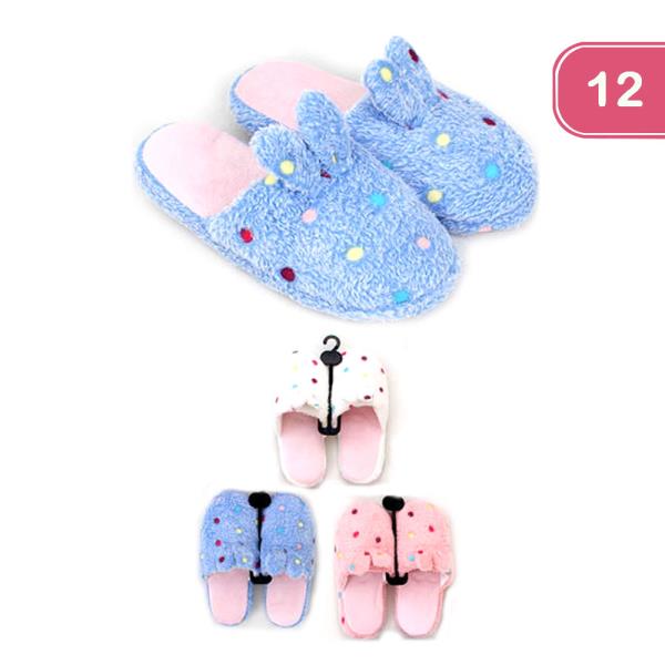 POLKA DOT SLIPPERS WITH EARS (12 UNITS)