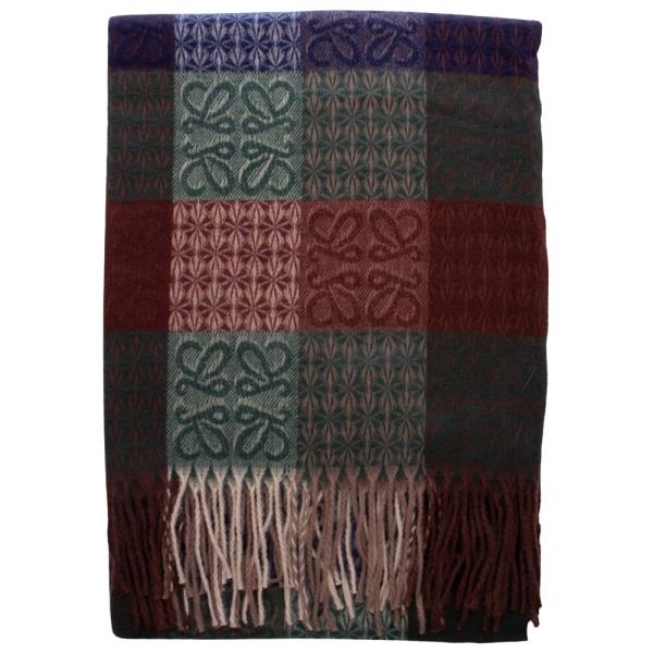 BUTTERFLY COLOR BLOCK PLAID FRINGE OBLONG SCARF