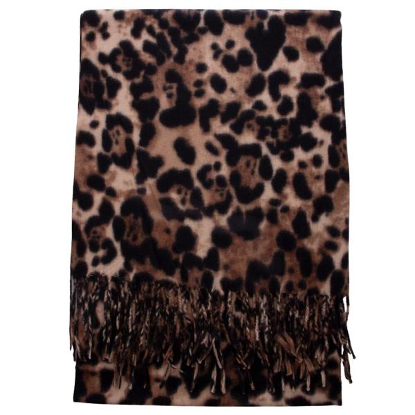 LEOPARD ANIMAL PRINT FRINGE OBLONG SCARF