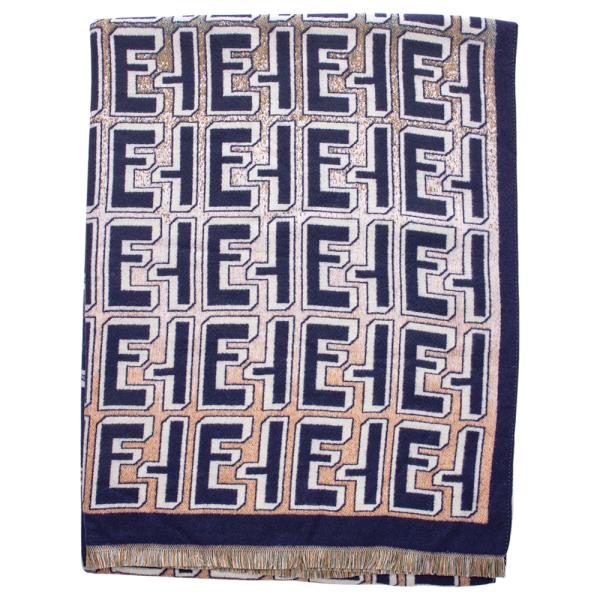 MONOGRAM DESIGN FRAYED EDGE OBLONG SCARF