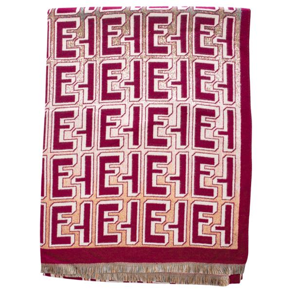 MONOGRAM DESIGN FRAYED EDGE OBLONG SCARF