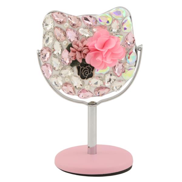 RHINESTONE FLOWER KITTY MIRROR