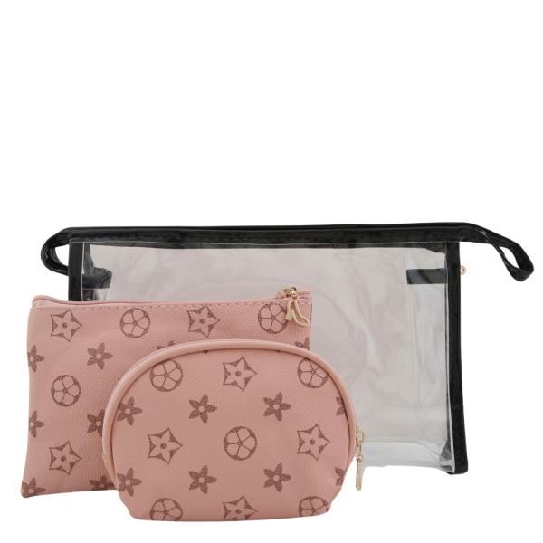 FLOWER STAR PATTERN CLEAR 3PC POUCH SET