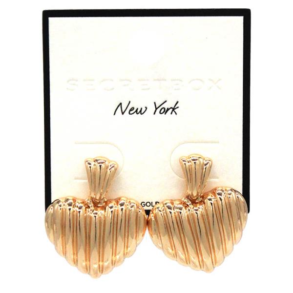 SECRET BOX 14K GOLD DIPPED LINED HEART EARRING