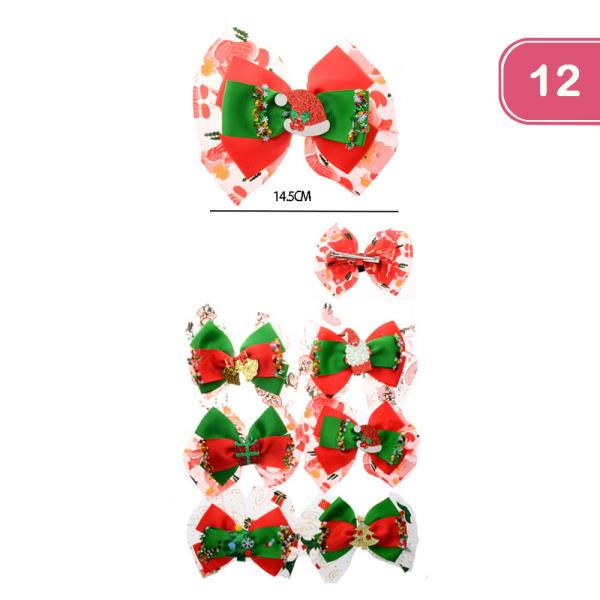 CHRISTMAS HAIR BOW PIN (12 UNITS)