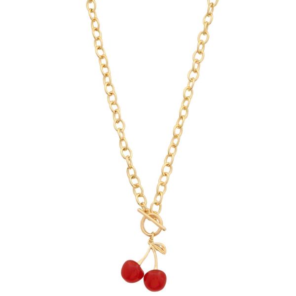 SODAJO CHERRY PENDANT TOGGLE CLASP NECKLACE