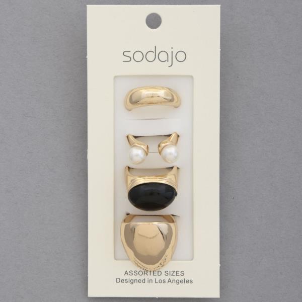 SODAJO CHUNKY PEARL BEAD ASSORTED RING