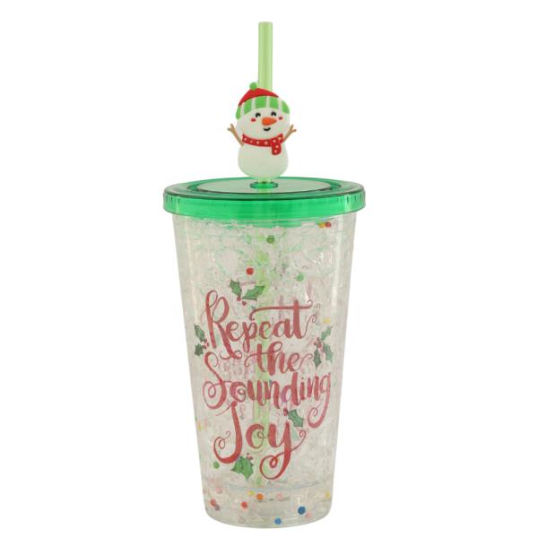 CHRISTMAS TUMBLER CUP WITH STRAW