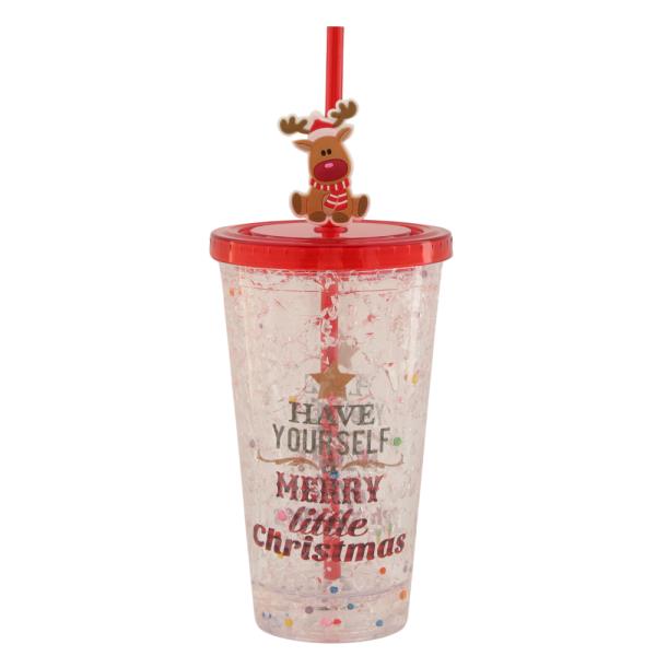 CHRISTMAS TUMBLER CUP WITH STRAW