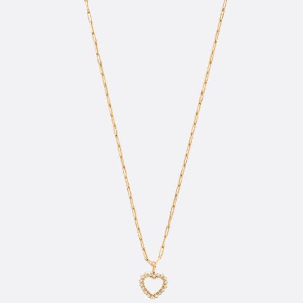 SODAJO CZ HEART CHARM OVAL LINK GOLD DIPPED NECKLACE