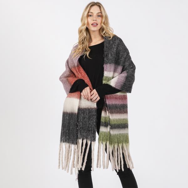 BRUSHED MULTI COLOR STRIPE SCARF