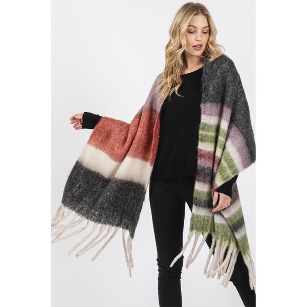 BRUSHED MULTI COLOR STRIPE SCARF