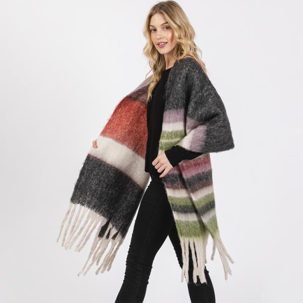 BRUSHED MULTI COLOR STRIPE SCARF