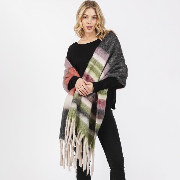 BRUSHED MULTI COLOR STRIPE SCARF