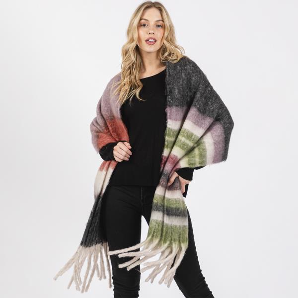 BRUSHED MULTI COLOR STRIPE SCARF