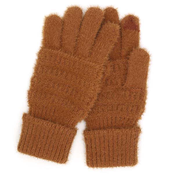 FUZZY CABLE KNIT SMART TOUCH GLOVES