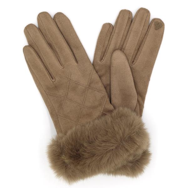 FLUFFY FAUX FUR SUEDE SMART TOUCH GLOVES