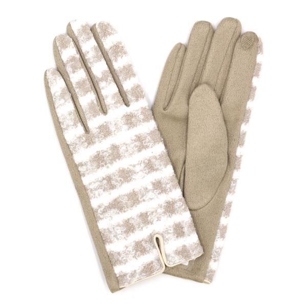 FUZZY CHECK PLAID SMART TOUCH GLOVES