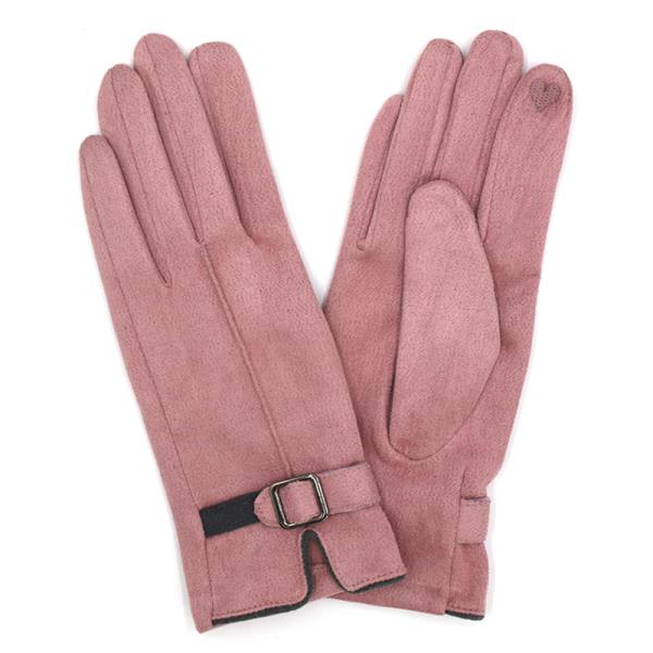 FAUX SUEDE BAND SMART TOUCH GLOVES