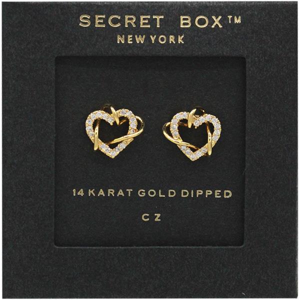 SECRET BOX 14K GOLD DIPPED HEART EARRING