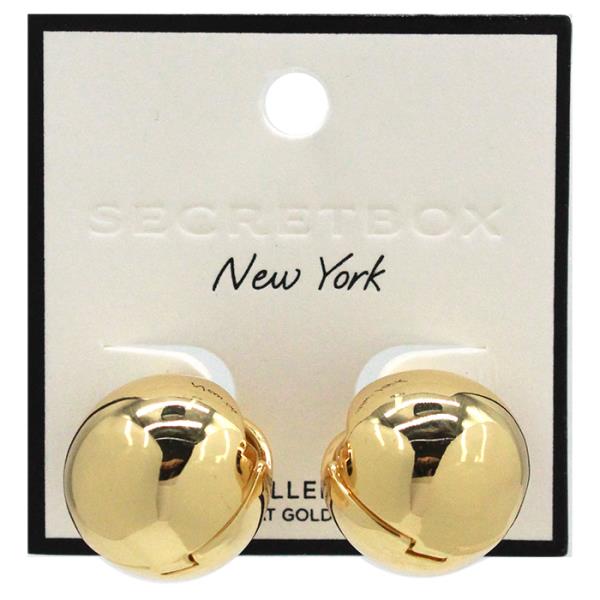 SECRET BOX 14K GOLD DIPPED BALL MEDIUM HUGGIE HOOP