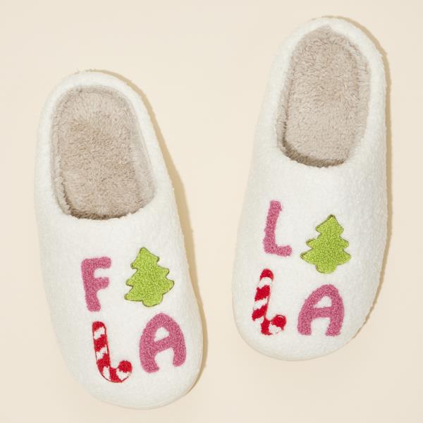 CHRISTMAS FALALALA TREE FUZZY SLIPPERS 6PC PACK