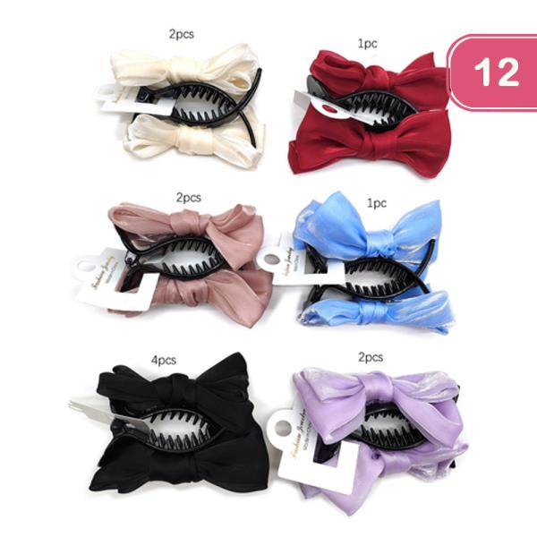 HAIR BOW ALLIGATOR CLIP (12 UNITS)