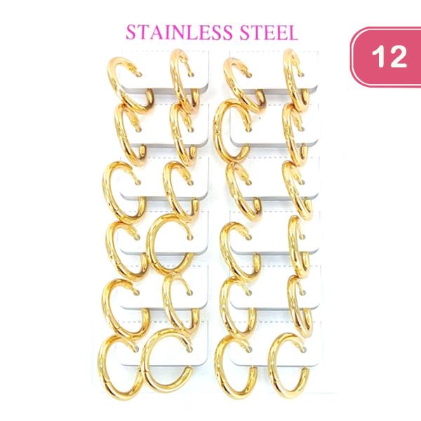 STAINLESS STEEL HOOP EARRINGS (12 UNITS)