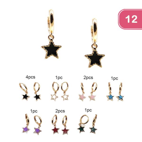 MINIMALIST STAR SMALL DANGLE HOOP EARRING (12 UNITS)