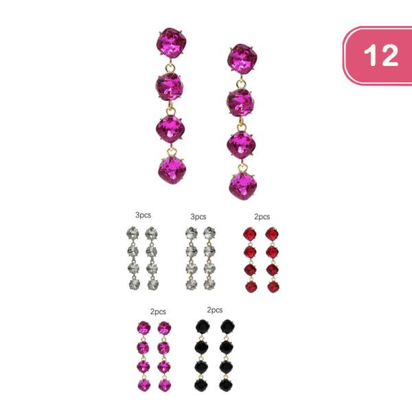 RHINESTONE DANGLE EARRING (12 UNITS)