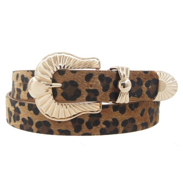 WESTERN STYLE LEOPARD METAL BUCKLE BELT