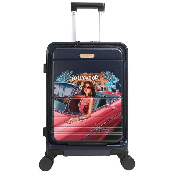 NICOLE LEE 20" STRIPE CARRY ON SUITCASE