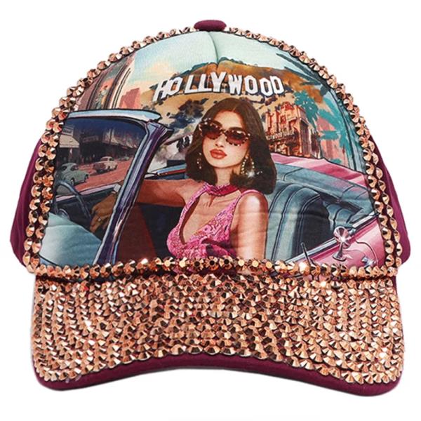 NICOLE LEE RHINESTONE PRINT CAP