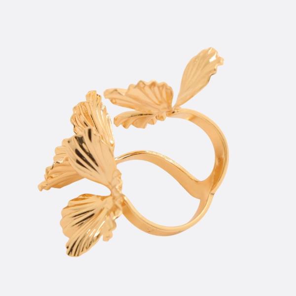 TRIPLE FLOWER 18K GOLD DIPPED ADJUSTABLE RING