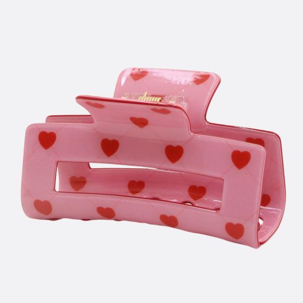 HEART PATTERN RECTANGLE CLAW HAIR CLIP