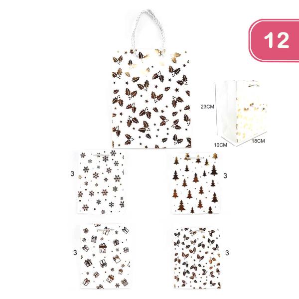 GOLD WHITE CHRISTMAS BAG (12 UNITS)