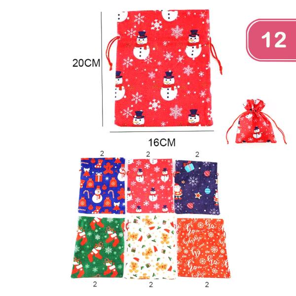 DRAWSTRING CHRISTMAS GIFT BAG (12 UNITS)