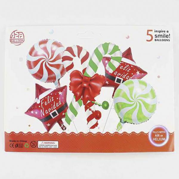 5 PC CHRISTMAS BALLOONS  AIR OR HELIUM