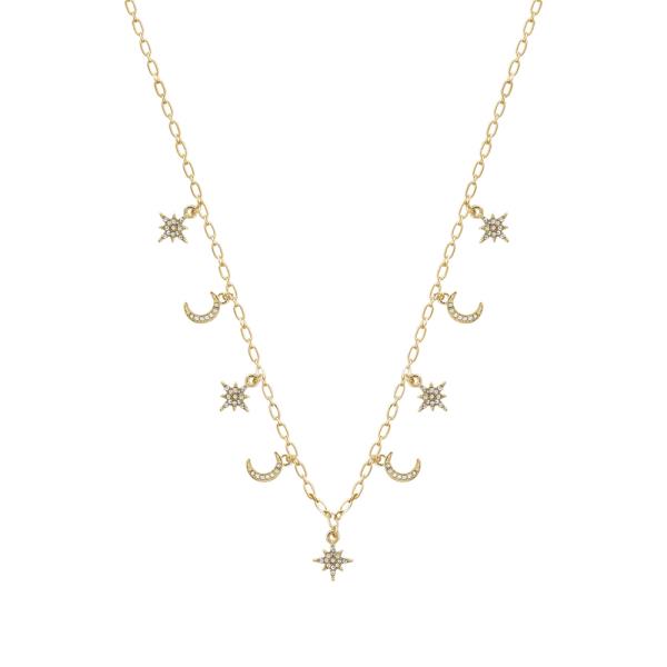 NORTH STAR CRESCENT CHARM STATION NECKLACE