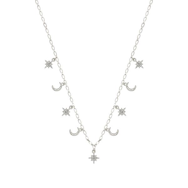 NORTH STAR CRESCENT CHARM STATION NECKLACE