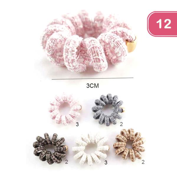 FUZZY SPIRAL HAIR SCRUNCHIE (12 UNITS)