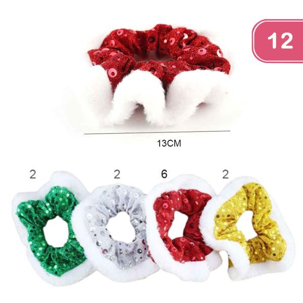 CHRISTMAS SEQUIN HAIR SCRUNCHIE (12 UNITS)